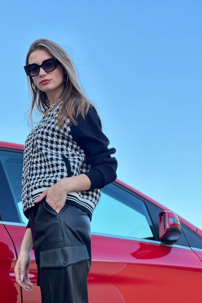 Черные брюки из эко кожи с накладными карманами DAVYDOV 9152 - фото 2