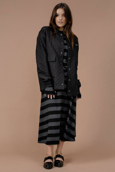 Серая трикотажная юбка с коническим расширением JRSy 2379 - фото 4