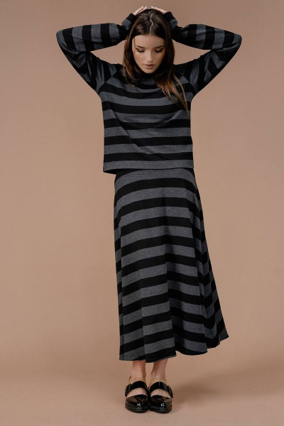 Серая трикотажная юбка с коническим расширением JRSy 2379 - фото 1