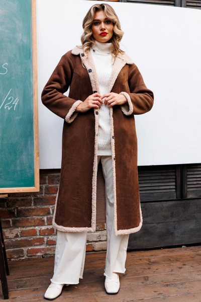 Дубленка Мода Юрс 2498 коричневый - фото 1