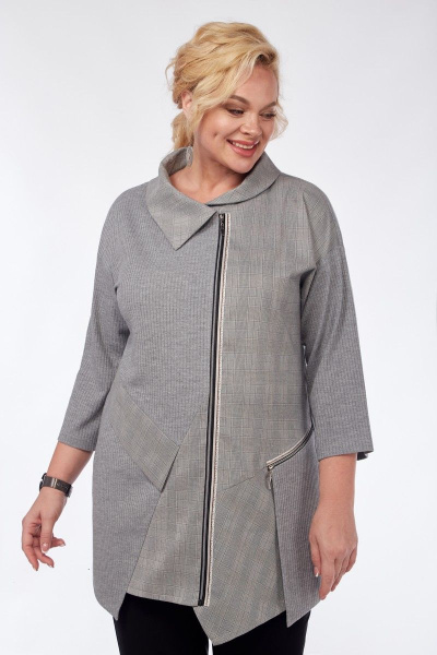 Демисезонный серый кардиган из текстиля и трикотажа Matini 4.1439/1 - фото 8