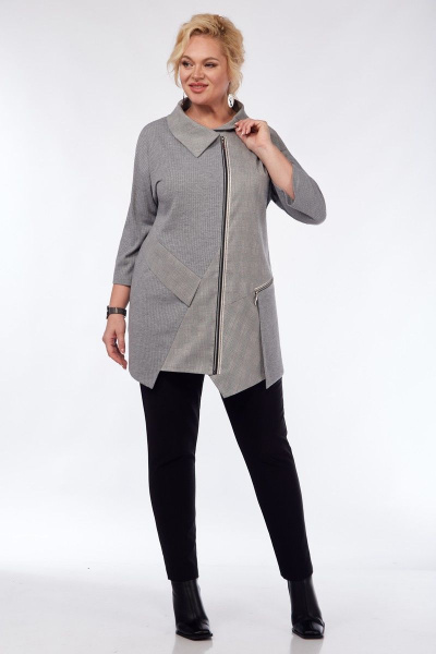 Демисезонный серый кардиган из текстиля и трикотажа Matini 4.1439/1 - фото 6