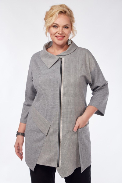 Демисезонный серый кардиган из текстиля и трикотажа Matini 4.1439/1 - фото 1