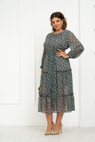 Платье из шифона с оборками и поясом для женственного образа Almirastyle 308 - фото 3