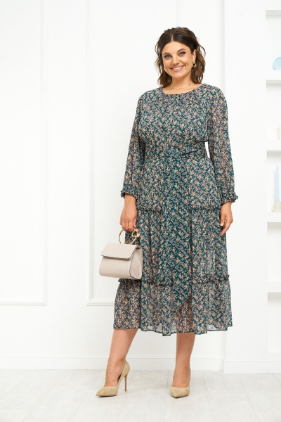 Платье из шифона с оборками и поясом для женственного образа Almirastyle 308 - фото 2