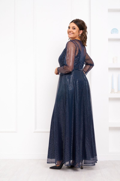 Платье двойка сетка и текстиль нарядный с поясом Almirastyle 322 - фото 5