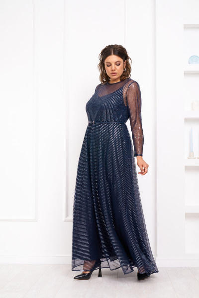 Платье двойка сетка и текстиль нарядный с поясом Almirastyle 322 - фото 2