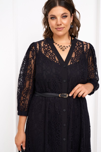 Платье кружевное свободное с ремнем и складками Almirastyle 323 - фото 5