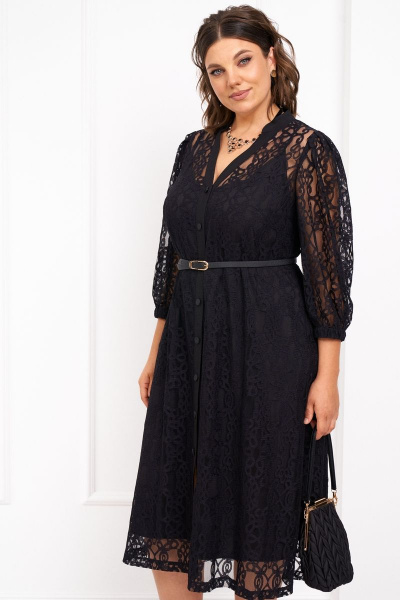 Платье кружевное свободное с ремнем и складками Almirastyle 323 - фото 2