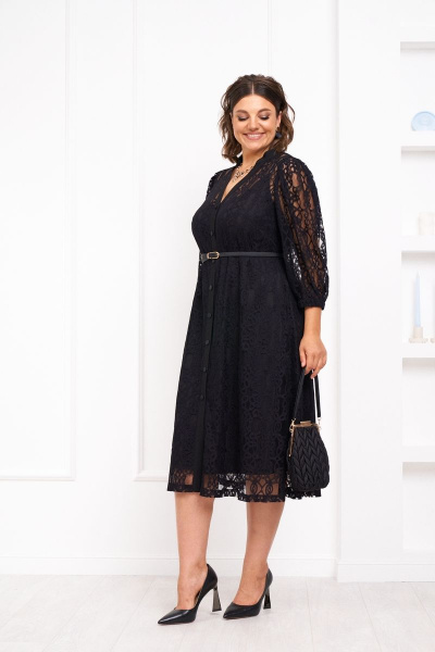 Платье кружевное свободное с ремнем и складками Almirastyle 323 - фото 3