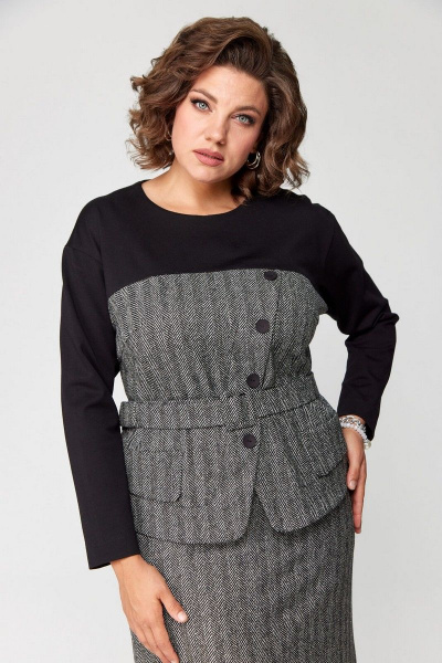 Комплект джемпер и юбка трапеции для делового образа Le Collect 439 - фото 10