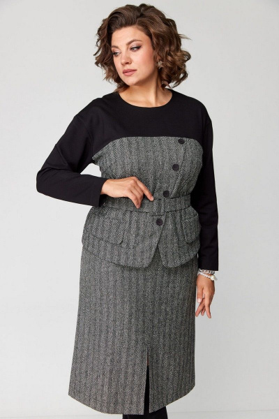 Комплект джемпер и юбка трапеции для делового образа Le Collect 439 - фото 9