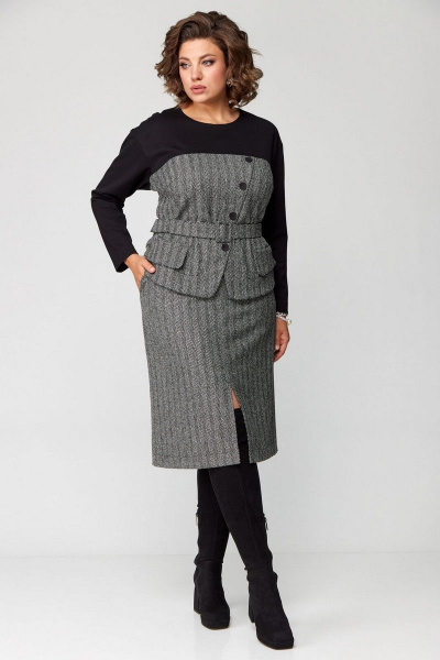 Комплект джемпер и юбка трапеции для делового образа Le Collect 439 - фото 8