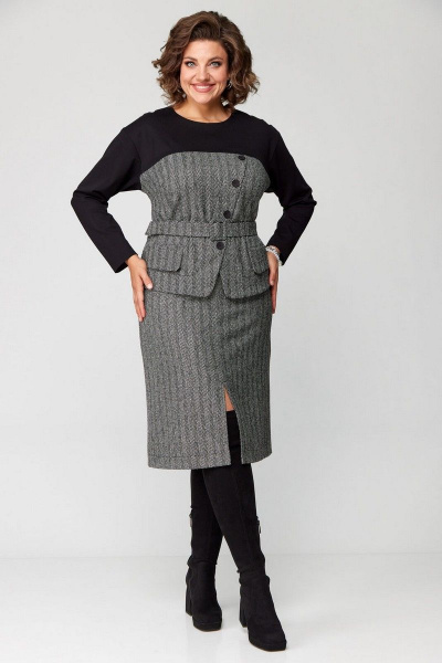 Комплект джемпер и юбка трапеции для делового образа Le Collect 439 - фото 7