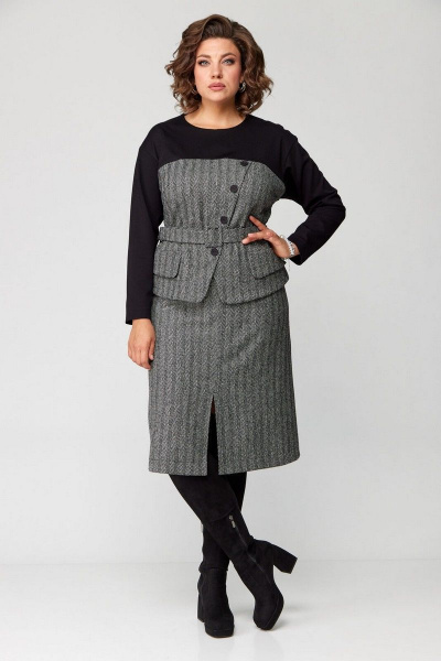 Комплект джемпер и юбка трапеции для делового образа Le Collect 439 - фото 6