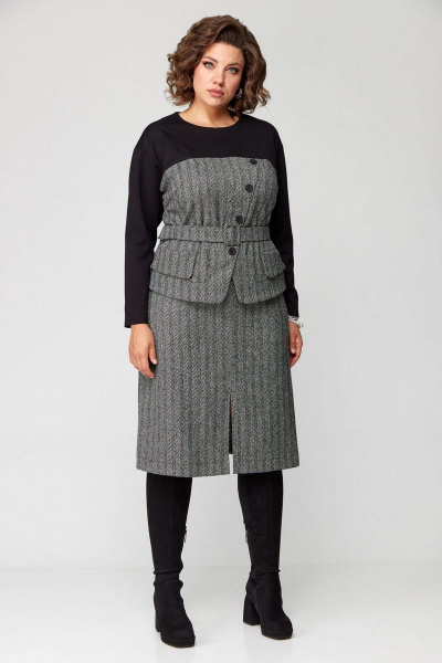 Комплект джемпер и юбка трапеции для делового образа Le Collect 439 - фото 4