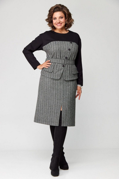 Комплект джемпер и юбка трапеции для делового образа Le Collect 439 - фото 3