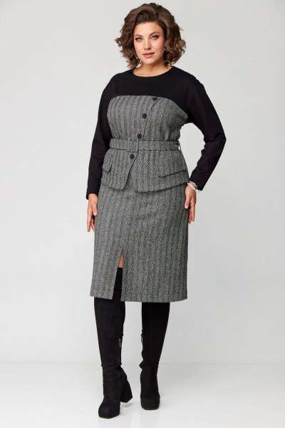 Комплект джемпер и юбка трапеции для делового образа Le Collect 439 - фото 1