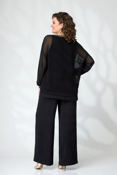 Черный комплект из текстиля: брюки, топ и туника Le Collect 390-1 черный - фото 8