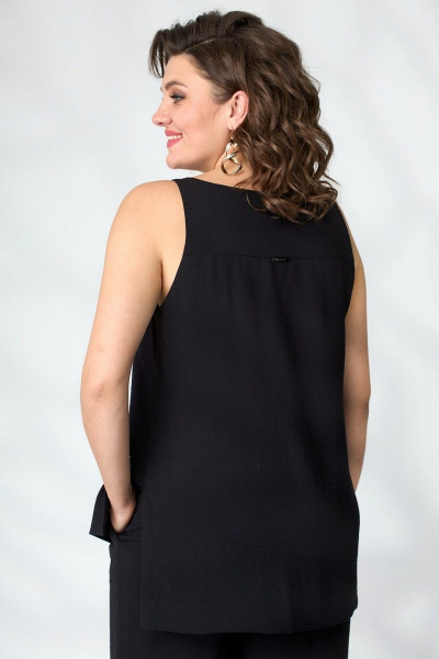 Черный комплект из текстиля: брюки, топ и туника Le Collect 390-1 черный - фото 18