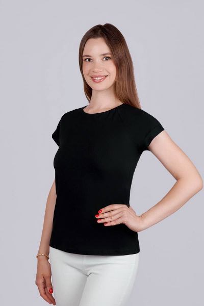 Майка в трикотажном полуприлегающем стиле Verally 431-1 черный - фото 3