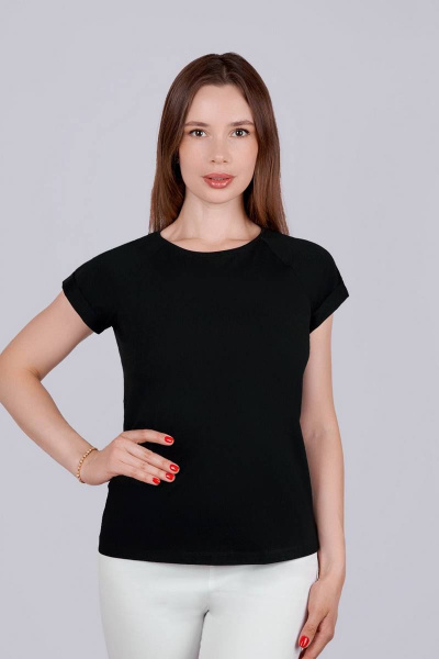 Майка в трикотажном полуприлегающем стиле Verally 431-1 черный - фото 1