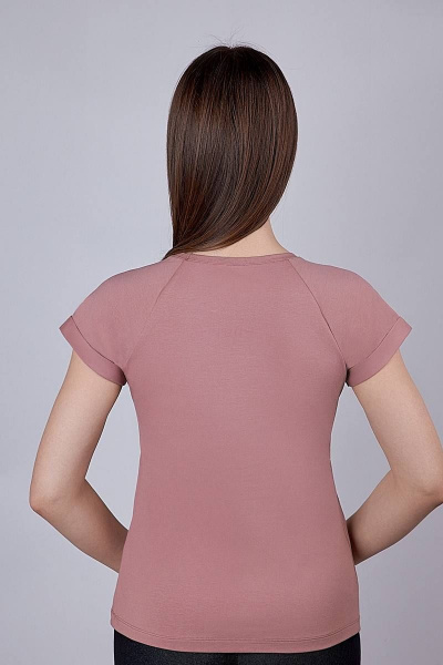Майка из хлопка в трикотажном стиле, розовая Verally 431П-2 кофейно-розовый - фото 2