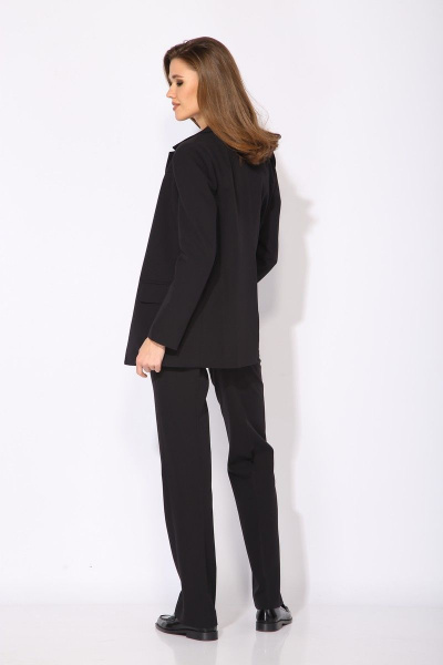 Черный деловой жакет без шлицы с подплечниками DNM 031.02 - фото 2