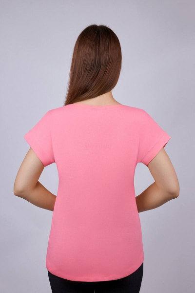 Майка из хлопка в стиле прямого силуэта, розовая Verally 433-1 розовый - фото 2
