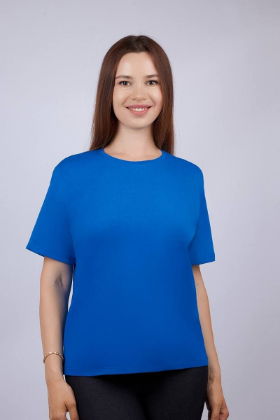 Майка из хлопка в трикотажном стиле, синий Verally 452-1 василек - фото 1