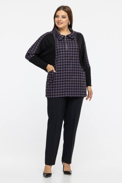 Модный спортивный блузон в стиле Sport chic из трикотажа Avila 0942 фиолетовый - фото 7