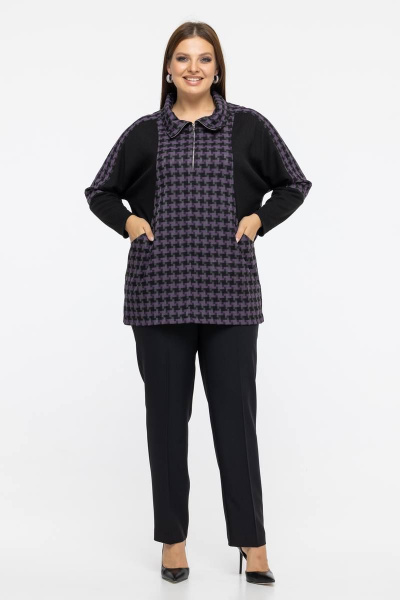 Модный спортивный блузон в стиле Sport chic из трикотажа Avila 0942 фиолетовый - фото 6