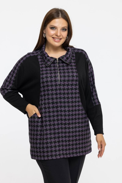 Модный спортивный блузон в стиле Sport chic из трикотажа Avila 0942 фиолетовый - фото 1