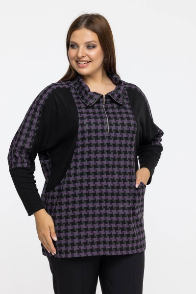 Модный спортивный блузон в стиле Sport chic из трикотажа Avila 0942 фиолетовый - фото 4