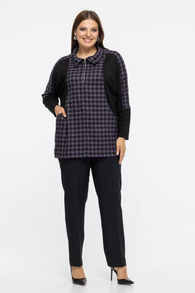 Модный спортивный блузон в стиле Sport chic из трикотажа Avila 0942 фиолетовый - фото 3