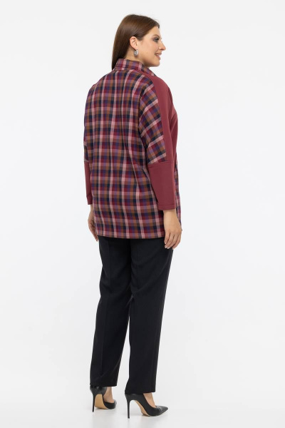 Стильное демисезонное пальто с капюшоном и разрезами Avila 0942 бордовый - фото 7