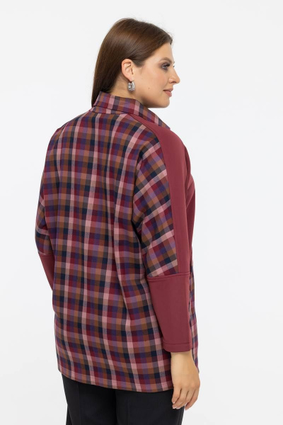 Стильное демисезонное пальто с капюшоном и разрезами Avila 0942 бордовый - фото 2