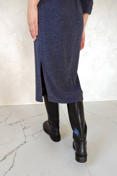 Демисезонное платье из вискозы и трикотажа в сине-голубых тонах Patriciа 01-5450 темно-синий - фото 4