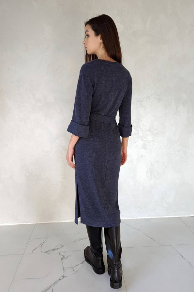 Демисезонное платье из вискозы и трикотажа в сине-голубых тонах Patriciа 01-5450 темно-синий - фото 3