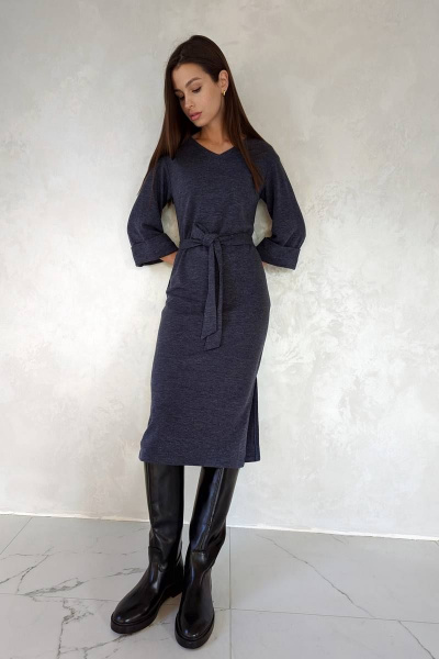 Демисезонное платье из вискозы и трикотажа в сине-голубых тонах Patriciа 01-5450 темно-синий - фото 1