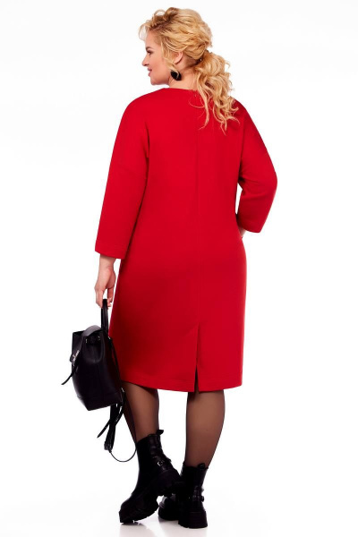 Красное платье средней длины из трикотажа LaKona 11547 красный - фото 4