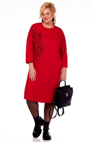 Красное платье средней длины из трикотажа LaKona 11547 красный - фото 1