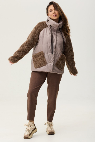 Коричневая утепленная куртка из плащевой ткани Магия моды 2339 коричневый - фото 6