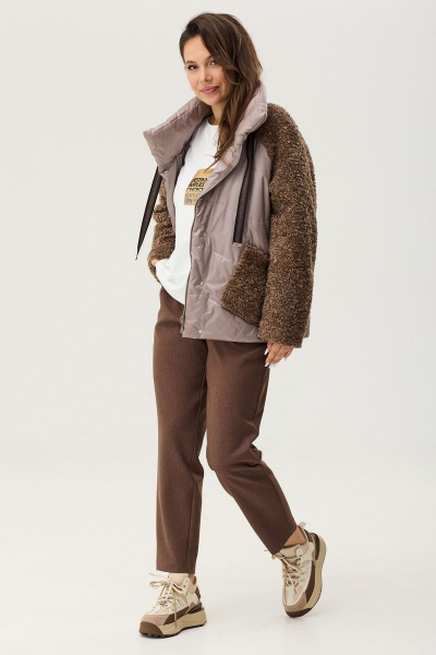 Коричневая утепленная куртка из плащевой ткани Магия моды 2339 коричневый - фото 4