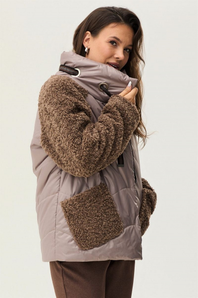 Коричневая утепленная куртка из плащевой ткани Магия моды 2339 коричневый - фото 3
