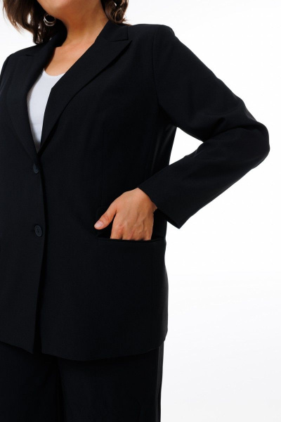Деловой классический жакет с английским воротником и подкладкой Anelli 1416 черный - фото 5
