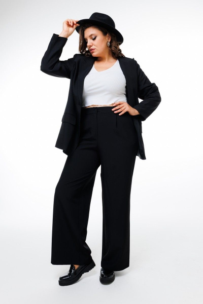 Деловой классический жакет с английским воротником и подкладкой Anelli 1416 черный - фото 2