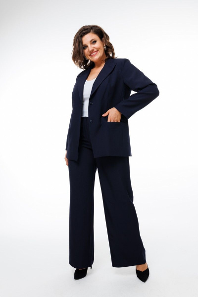 Классический синий жакет с английским воротником для делового образа Anelli 1416 дипломат - фото 5