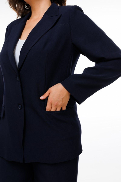 Классический синий жакет с английским воротником для делового образа Anelli 1416 дипломат - фото 4