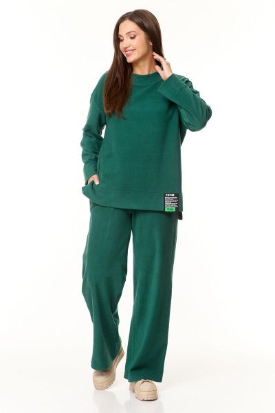 Зеленый спортивный комплект из флиса для активного дня Anastasia 939.1 темно-зеленый - фото 1